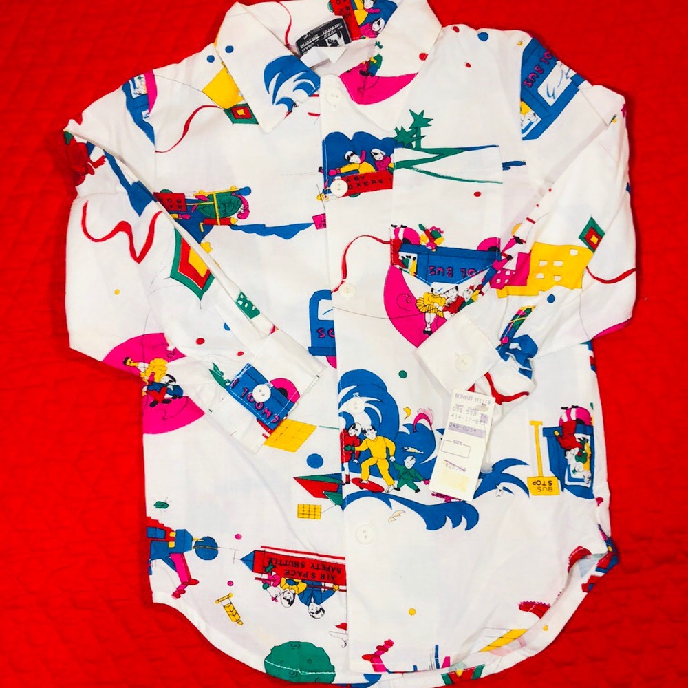 Bonwit Teller Back to school Button Up Novelty NWT